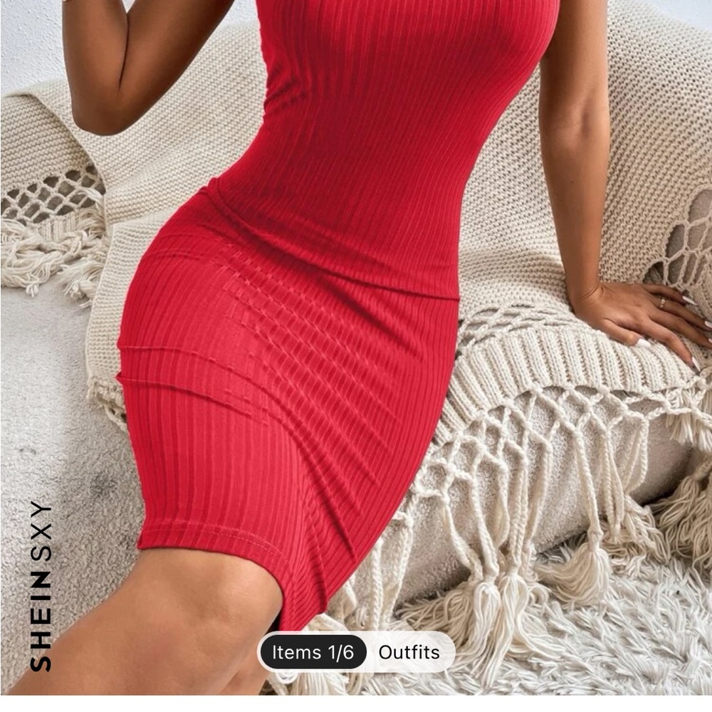 Orange fitted dress. Size 12. Made by SHEIN